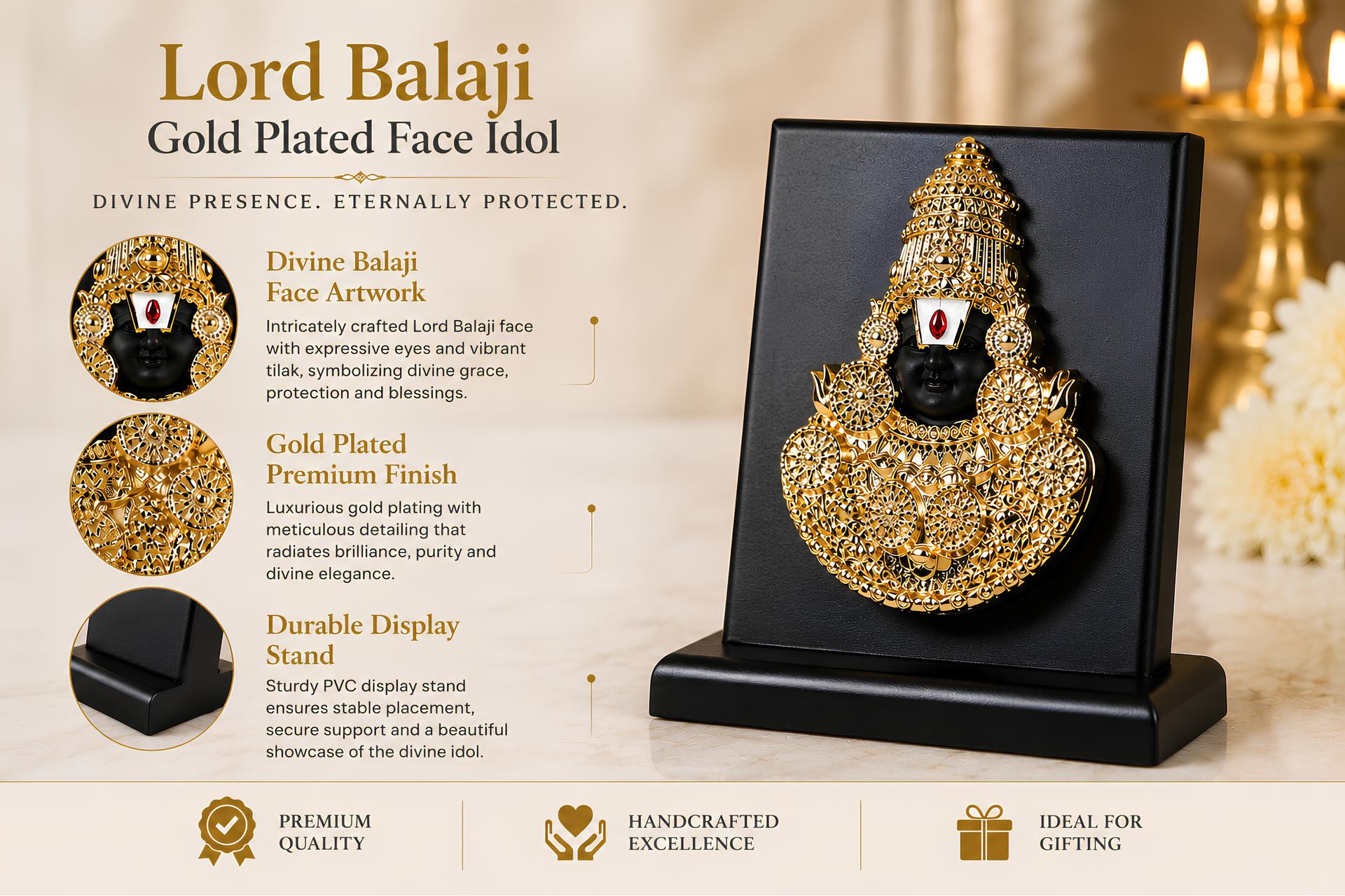 Divya Tirupati Balaji 24k Gold Plated Blessing Frame - Image 8