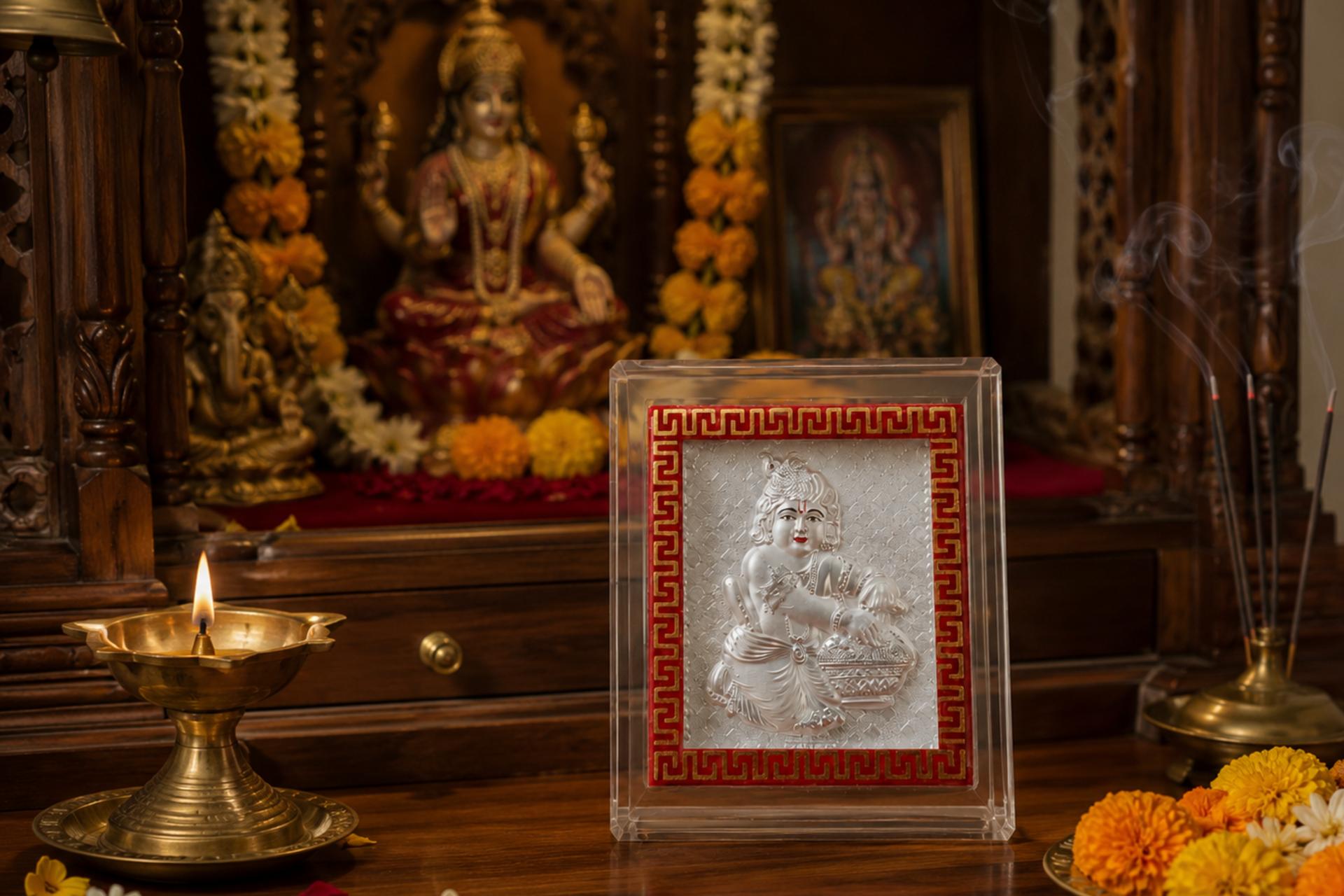 Divya Bal Krishna 999 Silver Blessing Frame