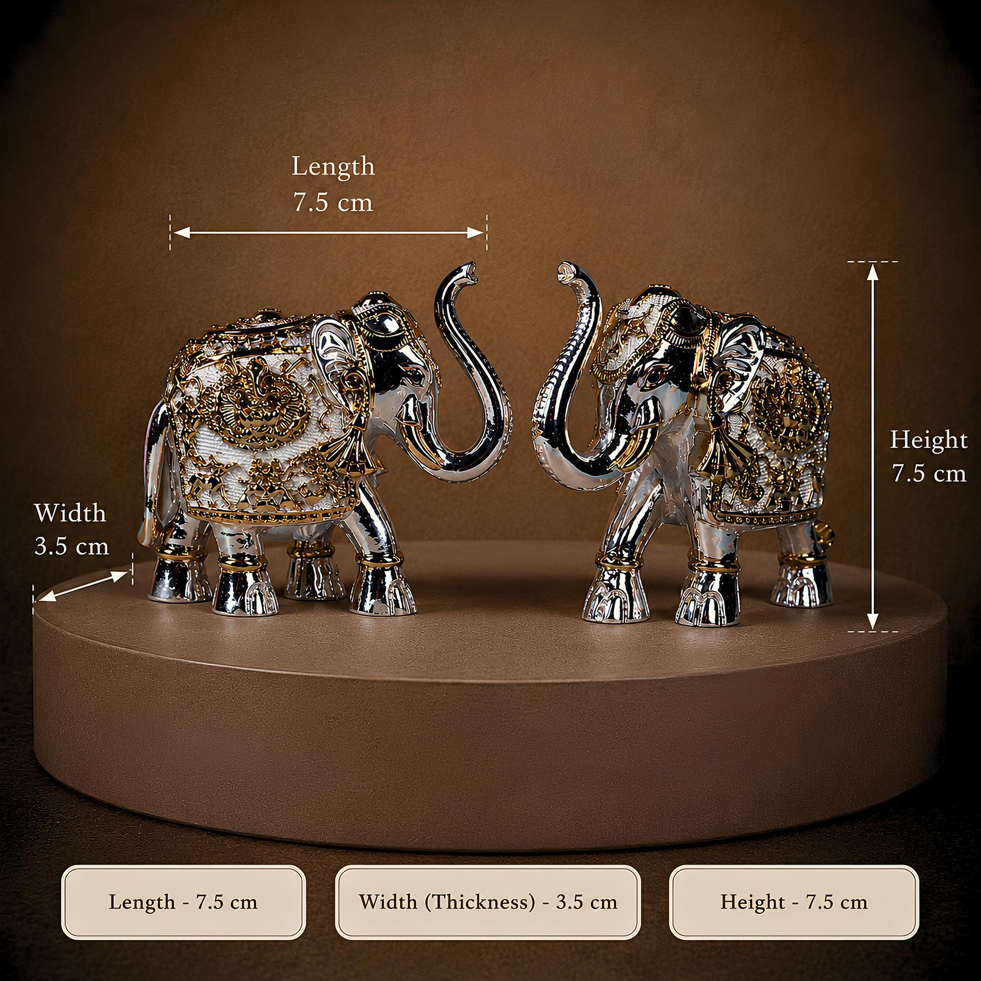 999 Silver Royal Silver Elephant Pair Decorative Figurines - Image 3