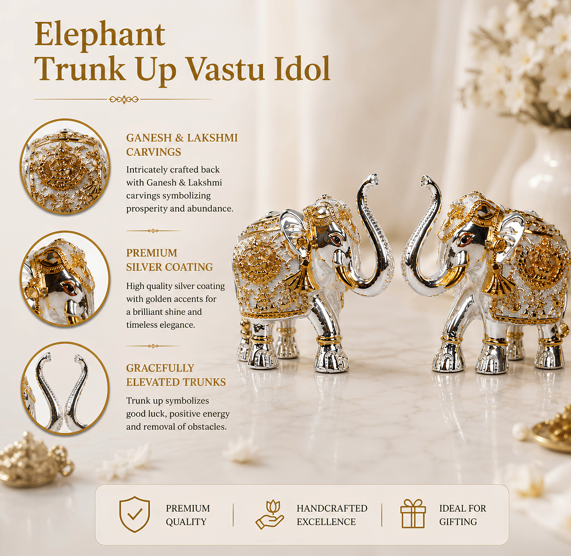 999 Silver Royal Silver Elephant Pair Decorative Figurines - Image 7