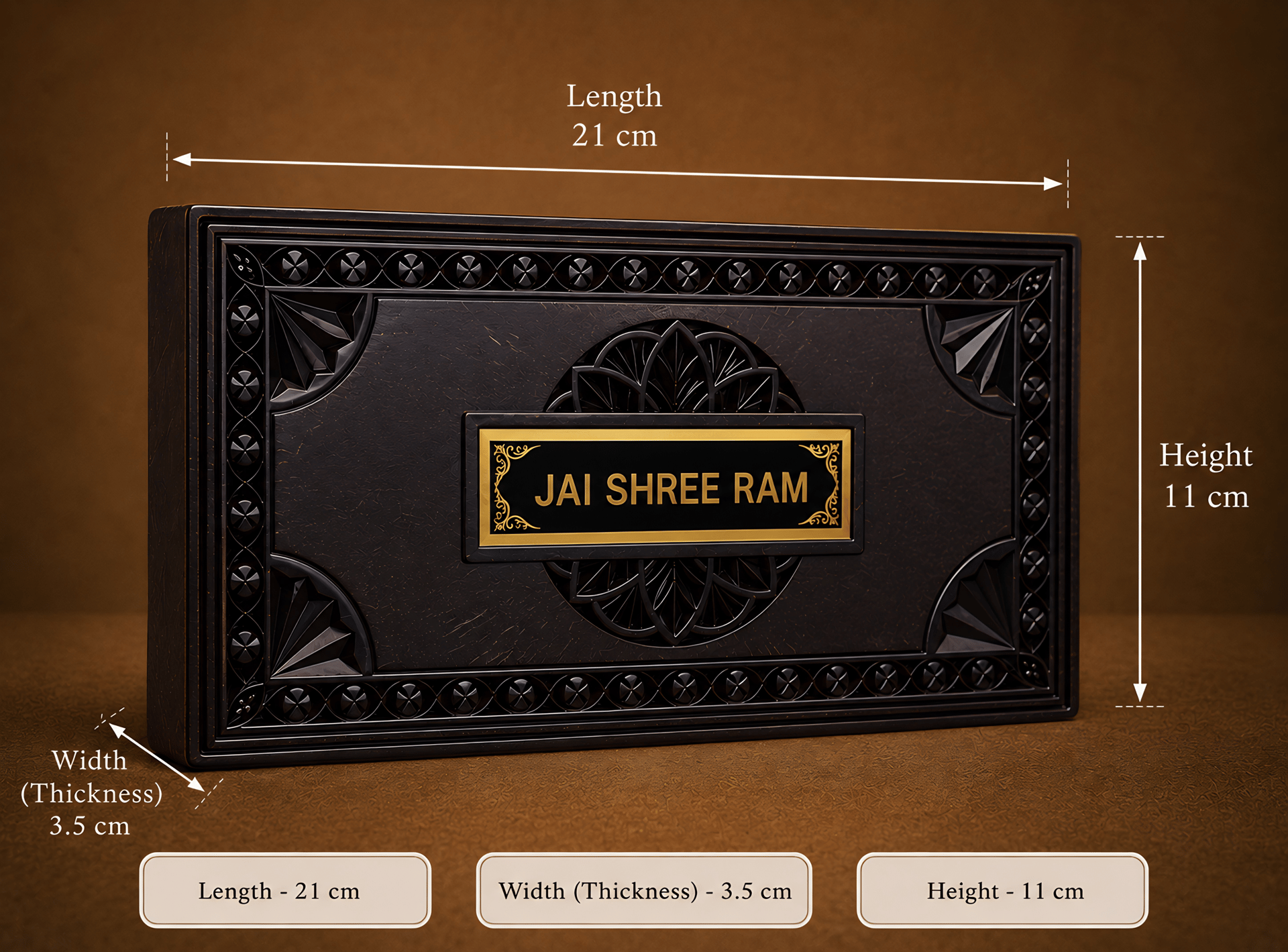 Jai Shree Ram Charan Paduka 999 Silver Plated (golden Tone) Pooja Box - Image 6