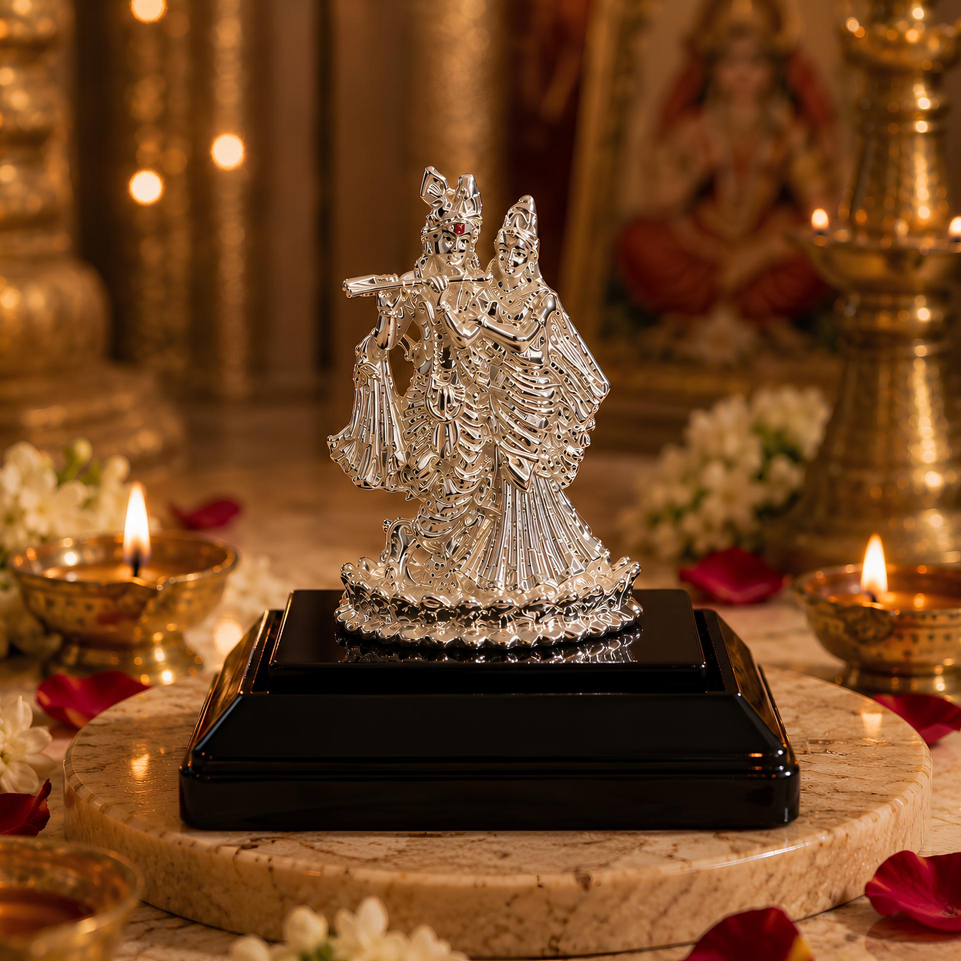 Divya Radha Krishna 999 Silver Idol With Premium Display Case - Image 6