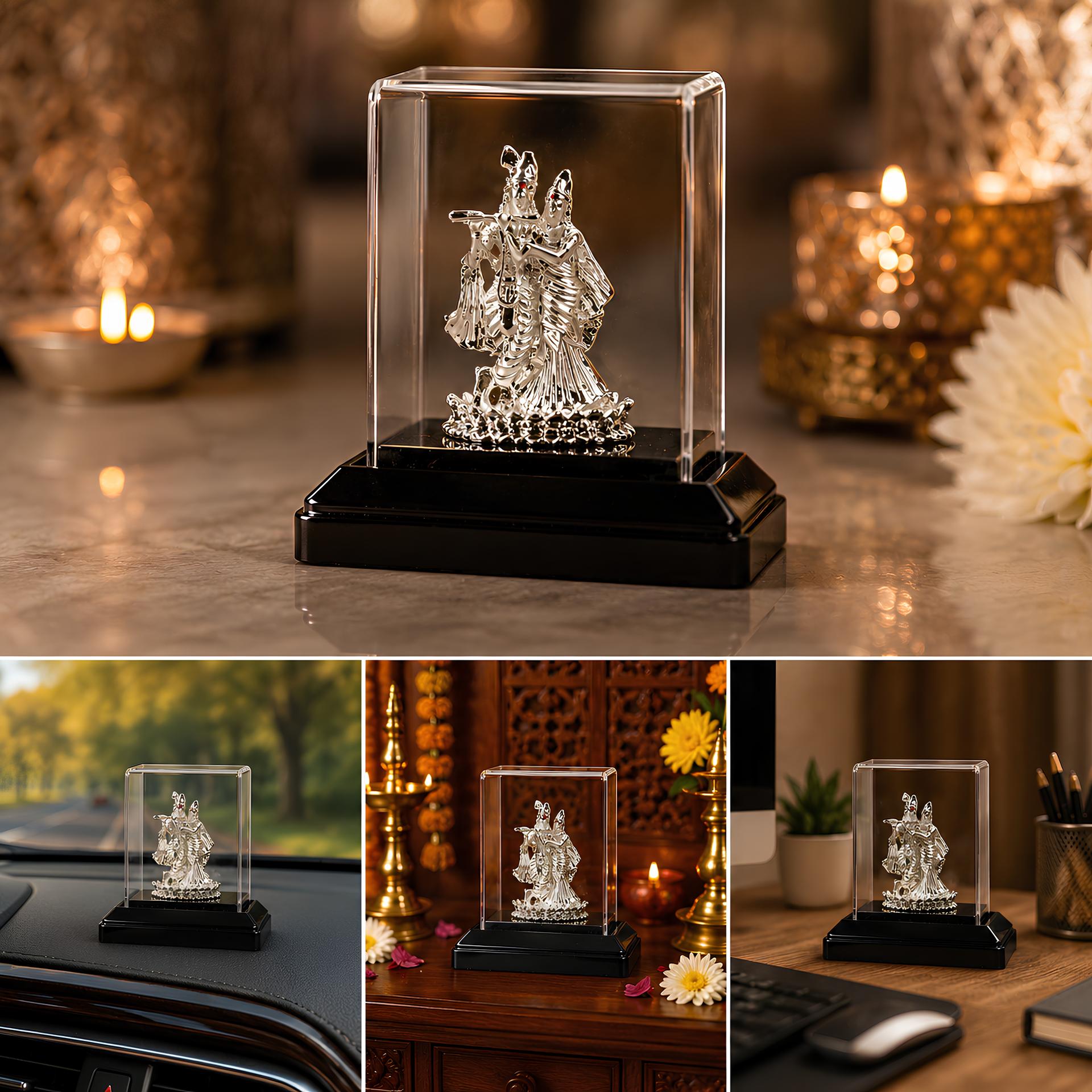 Divya Radha Krishna 999 Silver Idol With Premium Display Case - Image 3