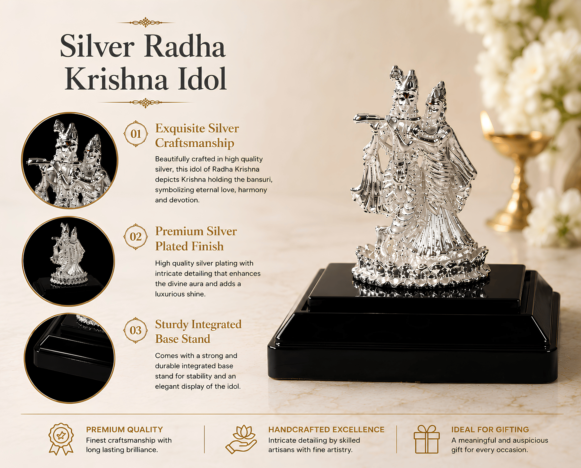 Divya Radha Krishna 999 Silver Idol With Premium Display Case - Image 8