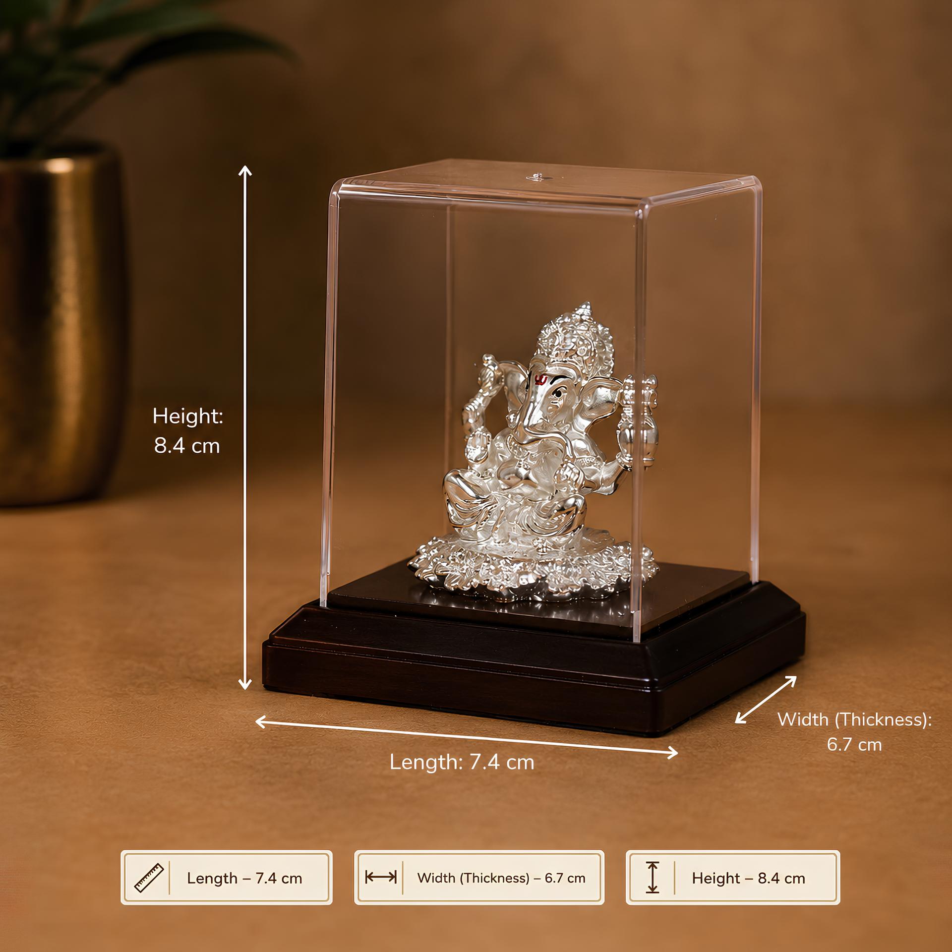 999 Silver Divya Lord Ganesha Idol With Premium Display Case - Image 7
