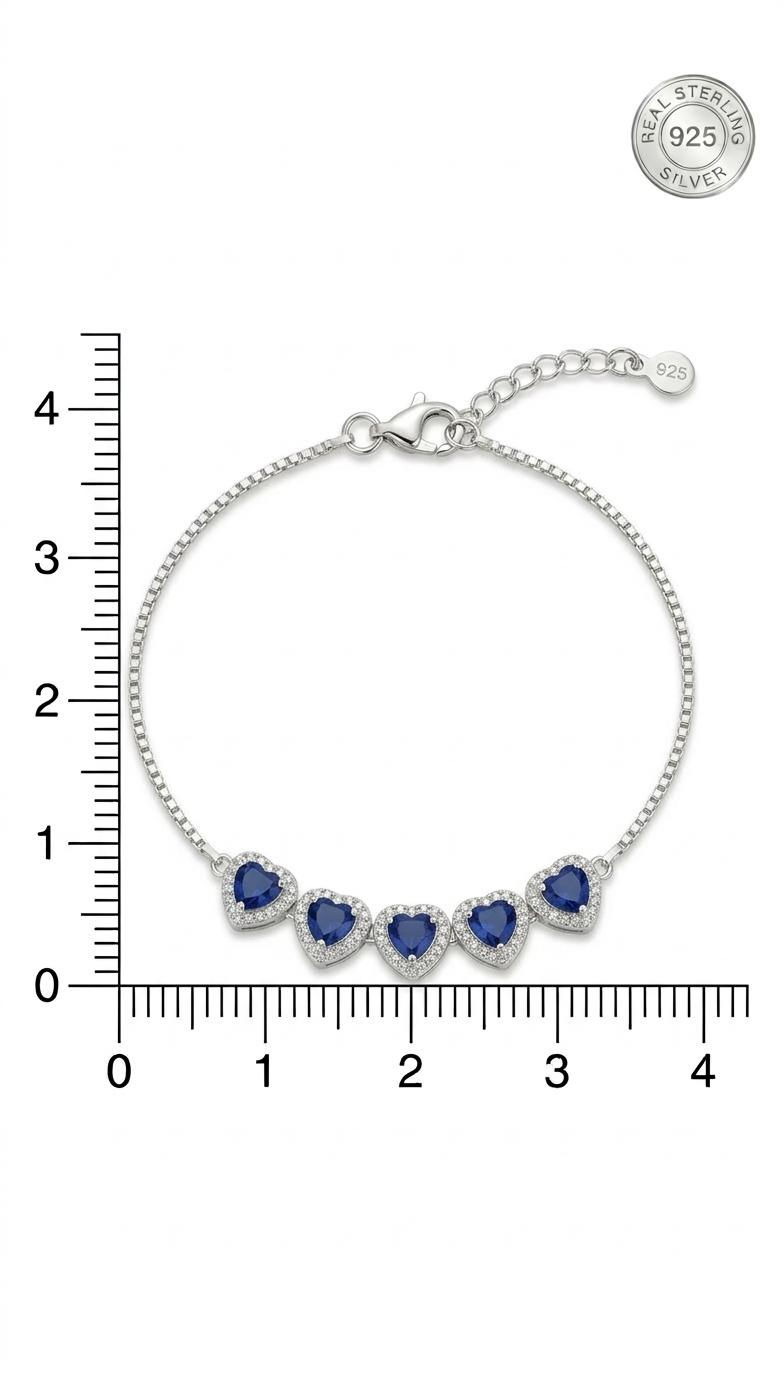 925 Sterling Silver Azure Heart Radiance Bracelet - Image 7