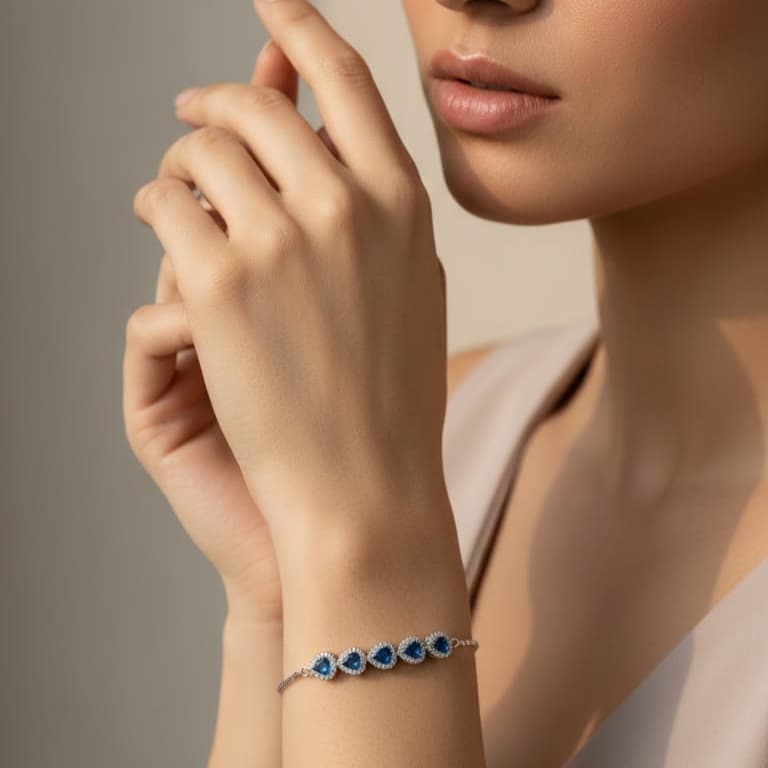 925 Sterling Silver Azure Heart Radiance Bracelet - Image 4