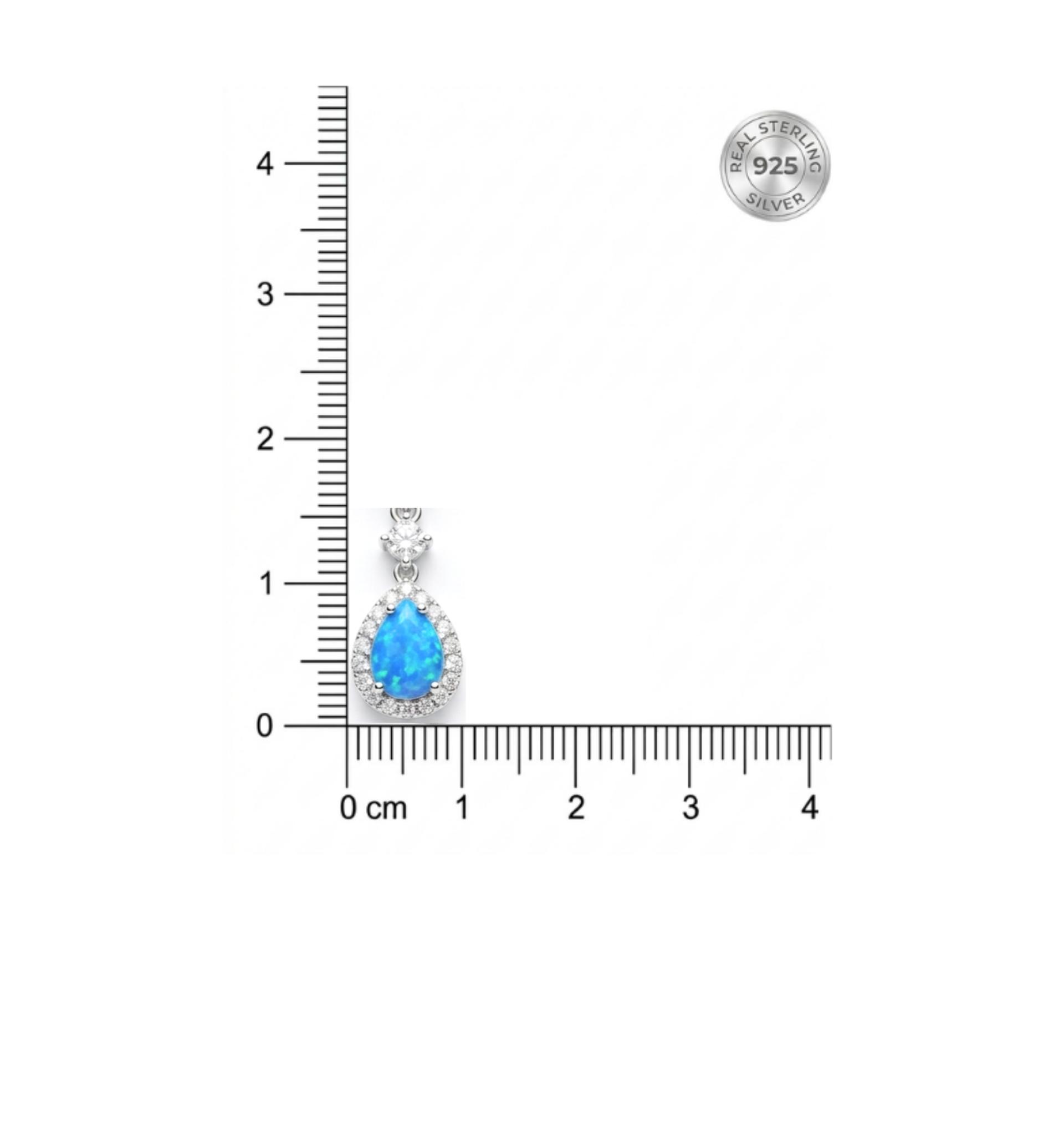 925 Sterling Silver Azure Teardrop Halo Pendant With Chain - Image 5