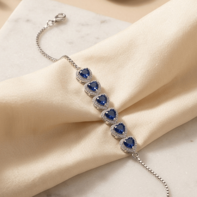 925 Sterling Silver Azure Heart Radiance Bracelet - Image 5