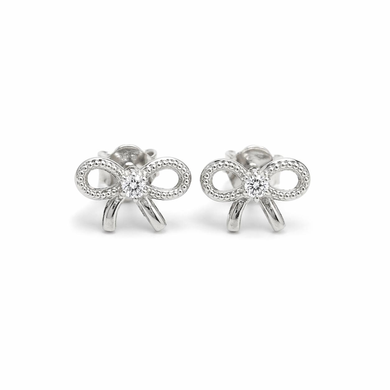 925 Sterling Silver Finish Luxe Bow Stud Earring