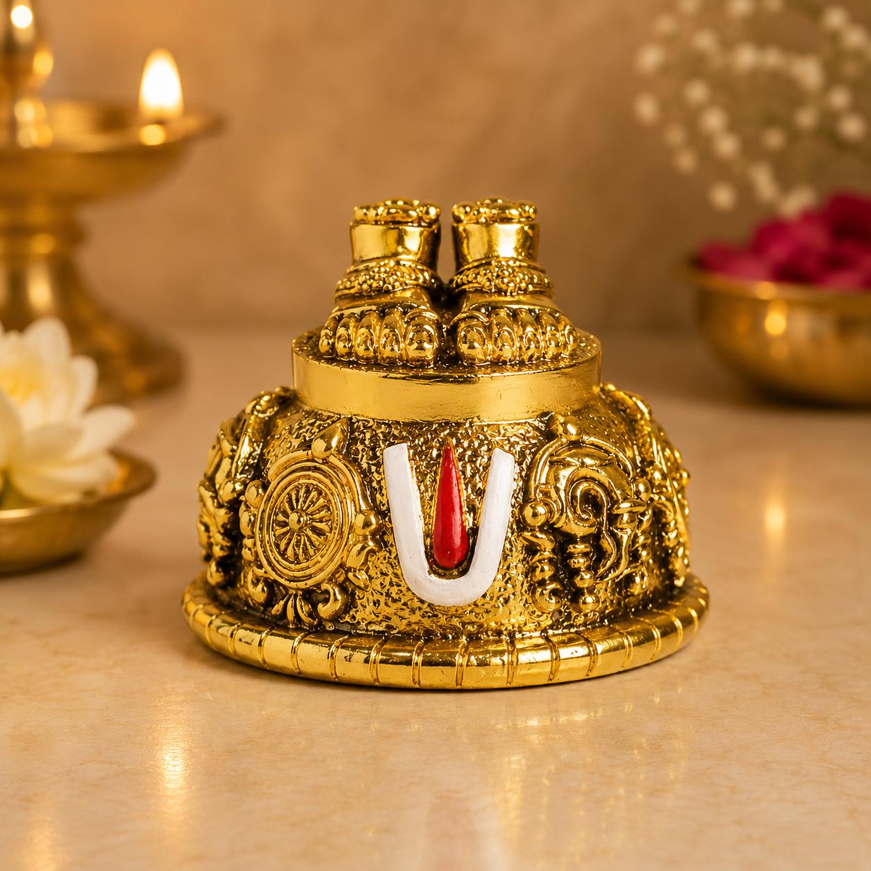 24k Gold Divya Tirupati Balaji Sacred Charan Paduka Idol
