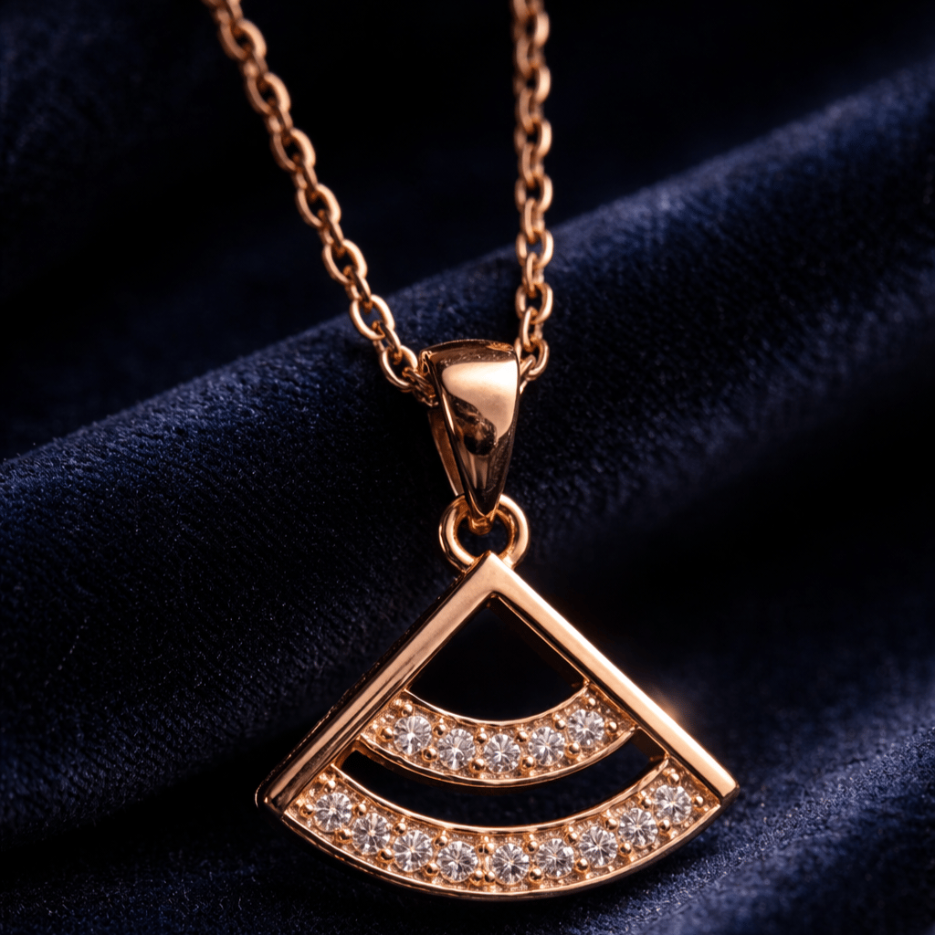Rose Gold Geometric Triangle Jewellery Pendant With Chain With 925 Sterling Silver