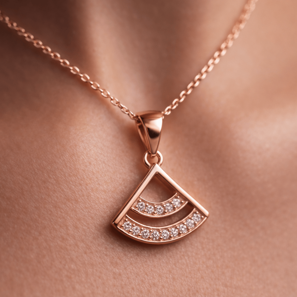 Rose Gold Geometric Triangle Jewellery Pendant With Chain With 925 Sterling Silver - Image 4