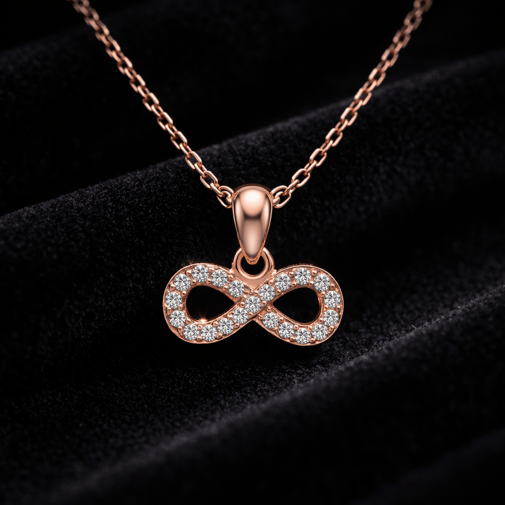 Sparkle Infinity Rose Gold Pendant With Chain With 925 Sterling Silver - Image 4