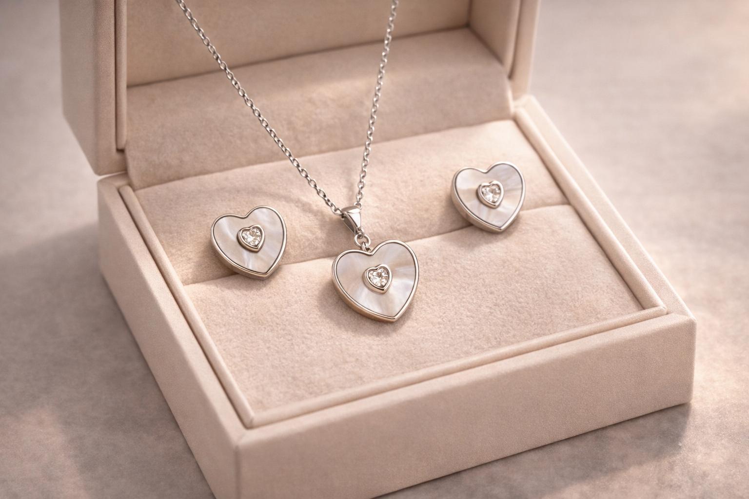 925 Sterling Silver Eternal Heart Sparkle Jewellery Set