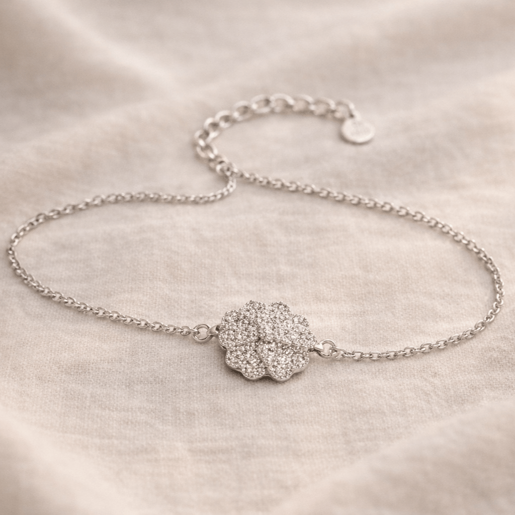 925 Sterling Silver Floral Sparkel 925 Sterling Silver Bracelet