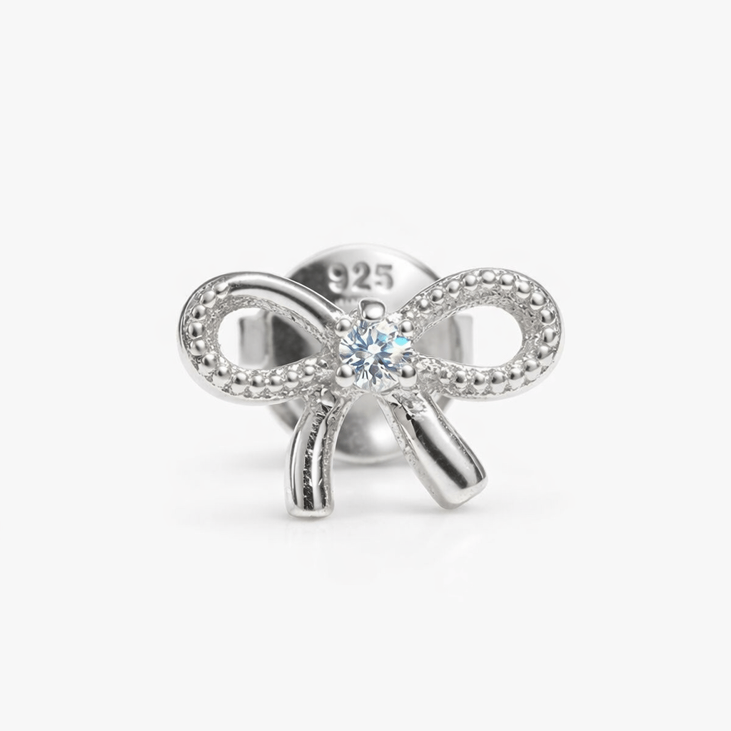 925 Sterling Silver Finish Luxe Bow Stud Earring - Image 3