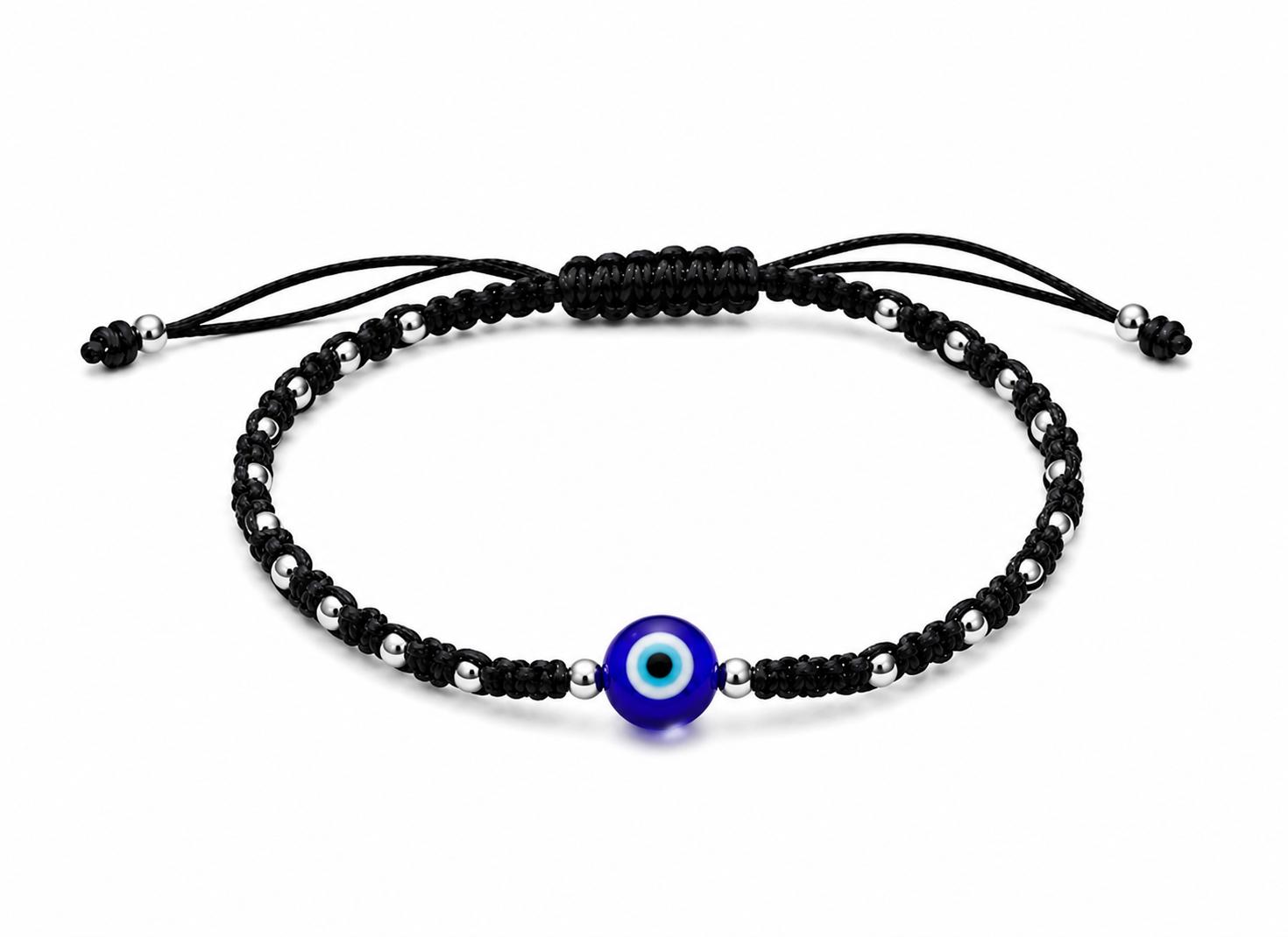 925 Sterling Silver Evil Eye Adjustable Anklet - Image 5