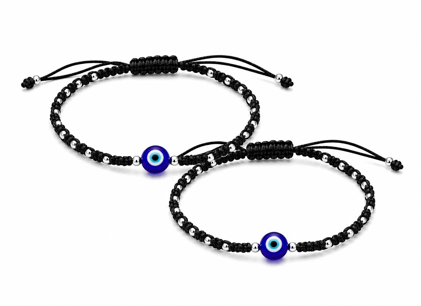 925 Sterling Silver Evil Eye Adjustable Anklet - Image 2