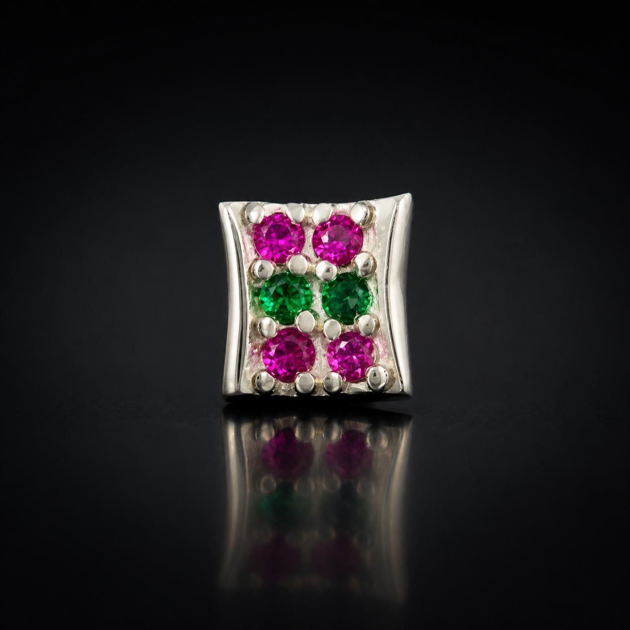 925 Sterling Multi Color Grid Stud Earrings