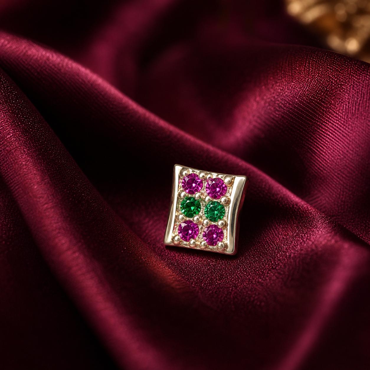 925 Sterling Multi Color Grid Stud Earrings - Image 7