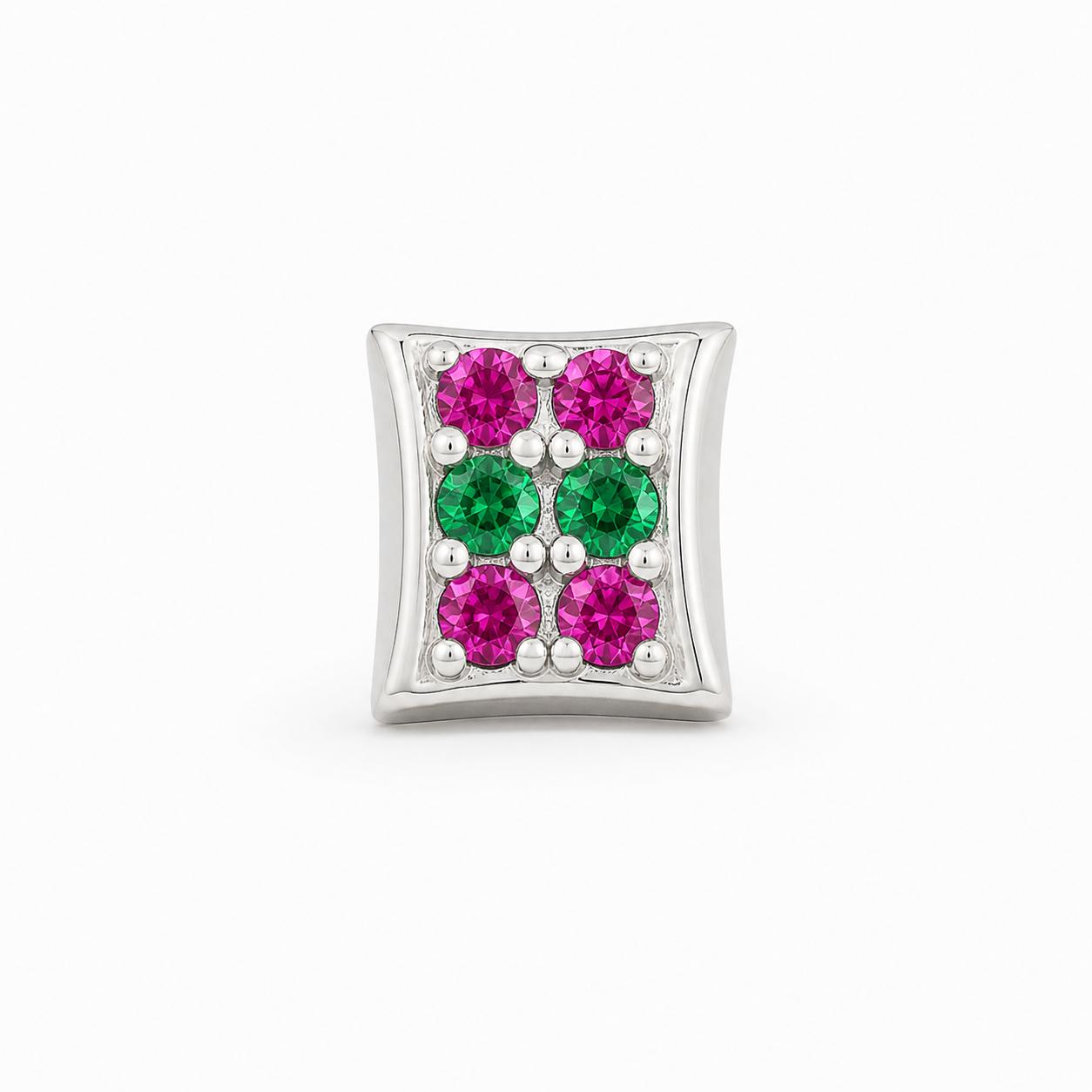 925 Sterling Multi Color Grid Stud Earrings - Image 9