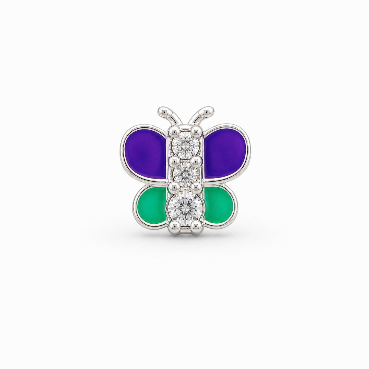 925 Sterling Silver Butterfly Dual Shade Nose Pin  - Image 6