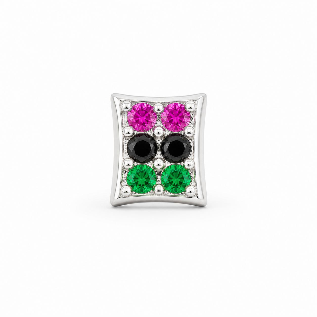925 Sterling Multi Color Grid Stud Earrings - Image 6