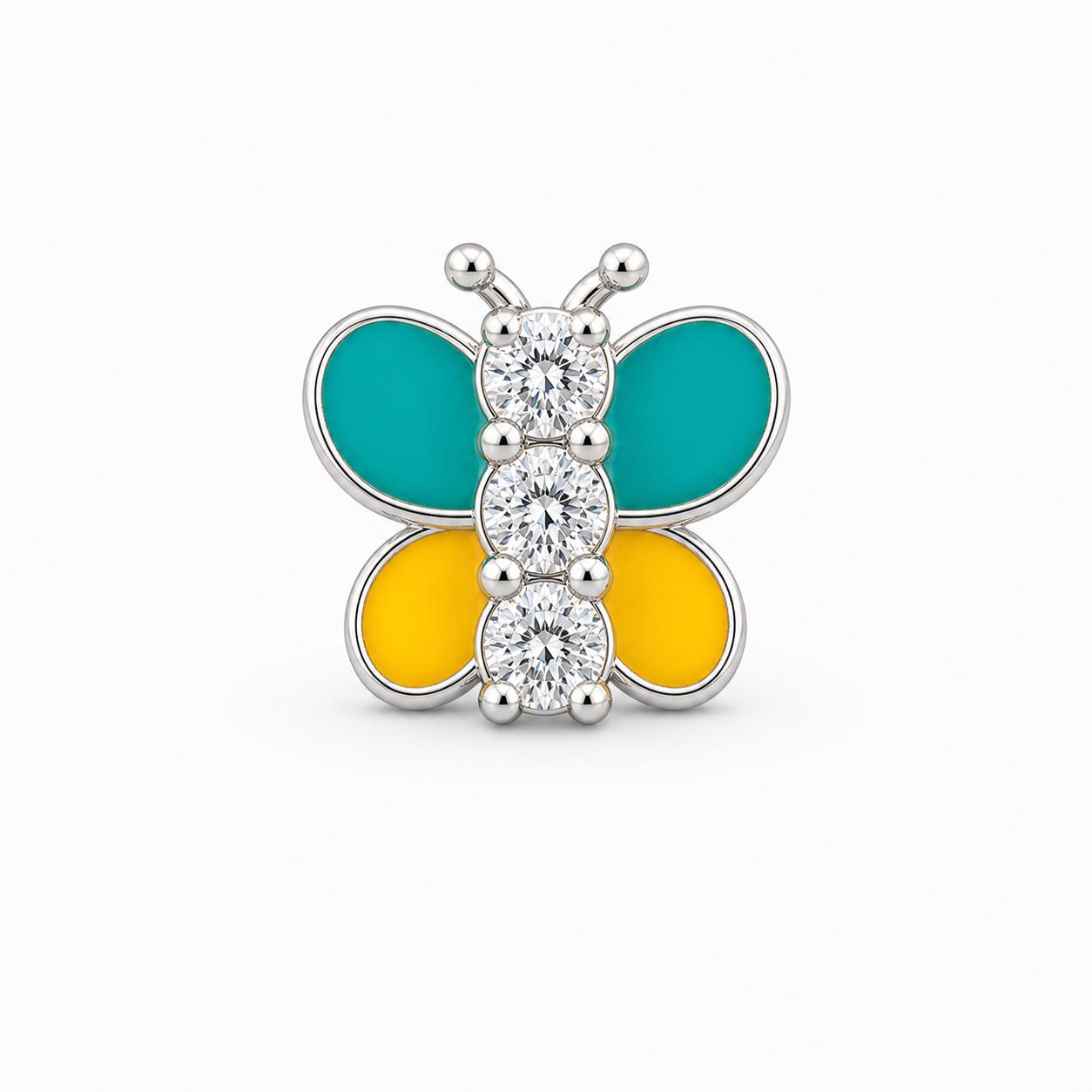 925 Sterling Silver Butterfly Dual Shade Nose Pin  - Image 3