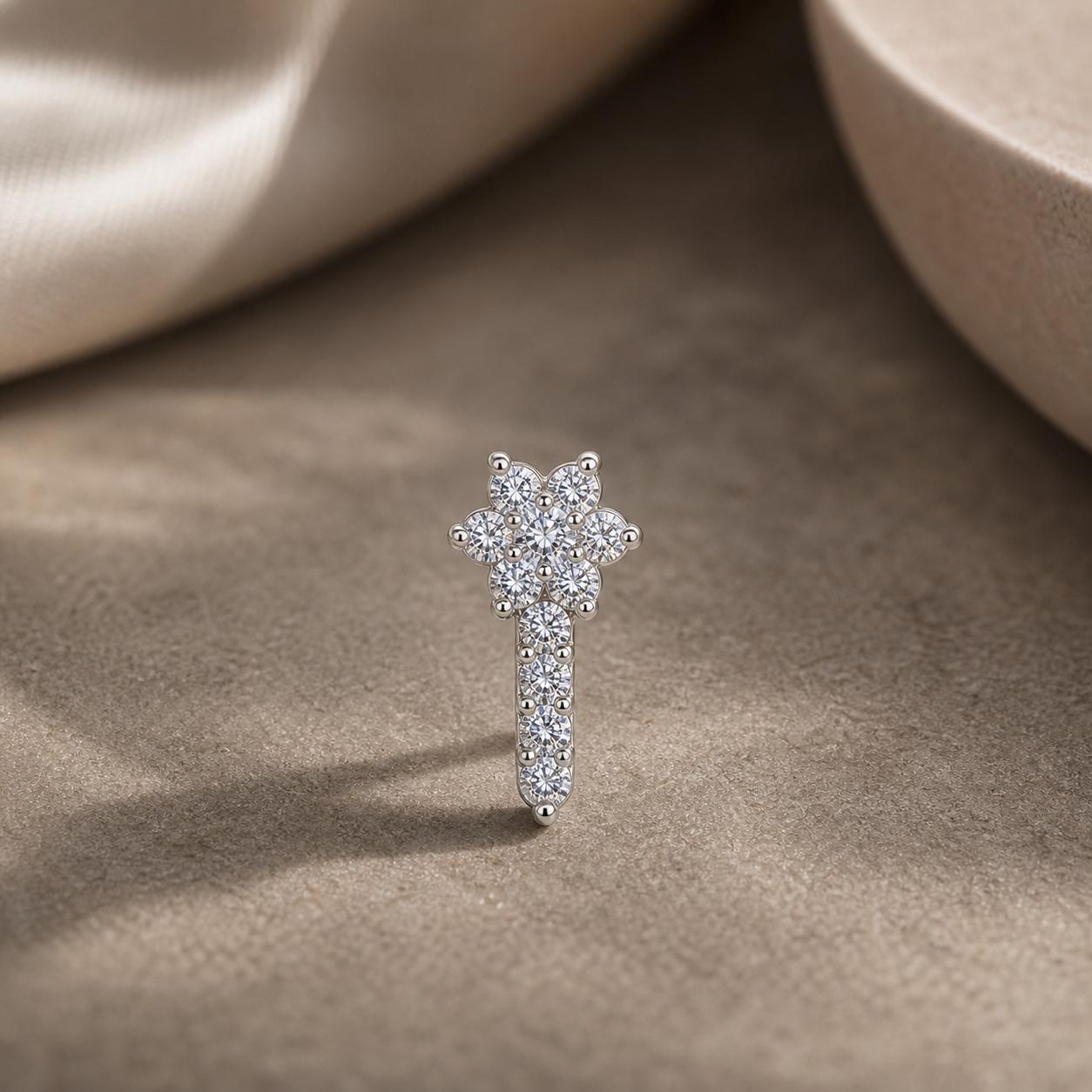 925 Sterling Silver Bloom Drop Nose Pin - Image 2