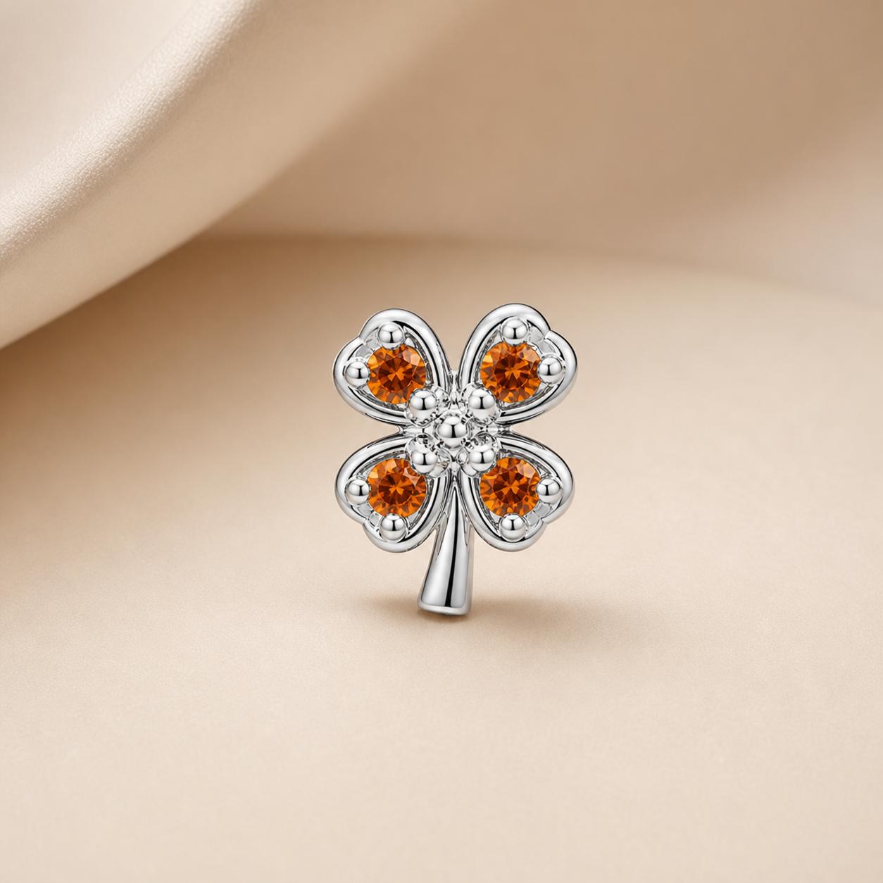 925 Sterling Silver Four Leaf Clover Nose Pin - Image 4