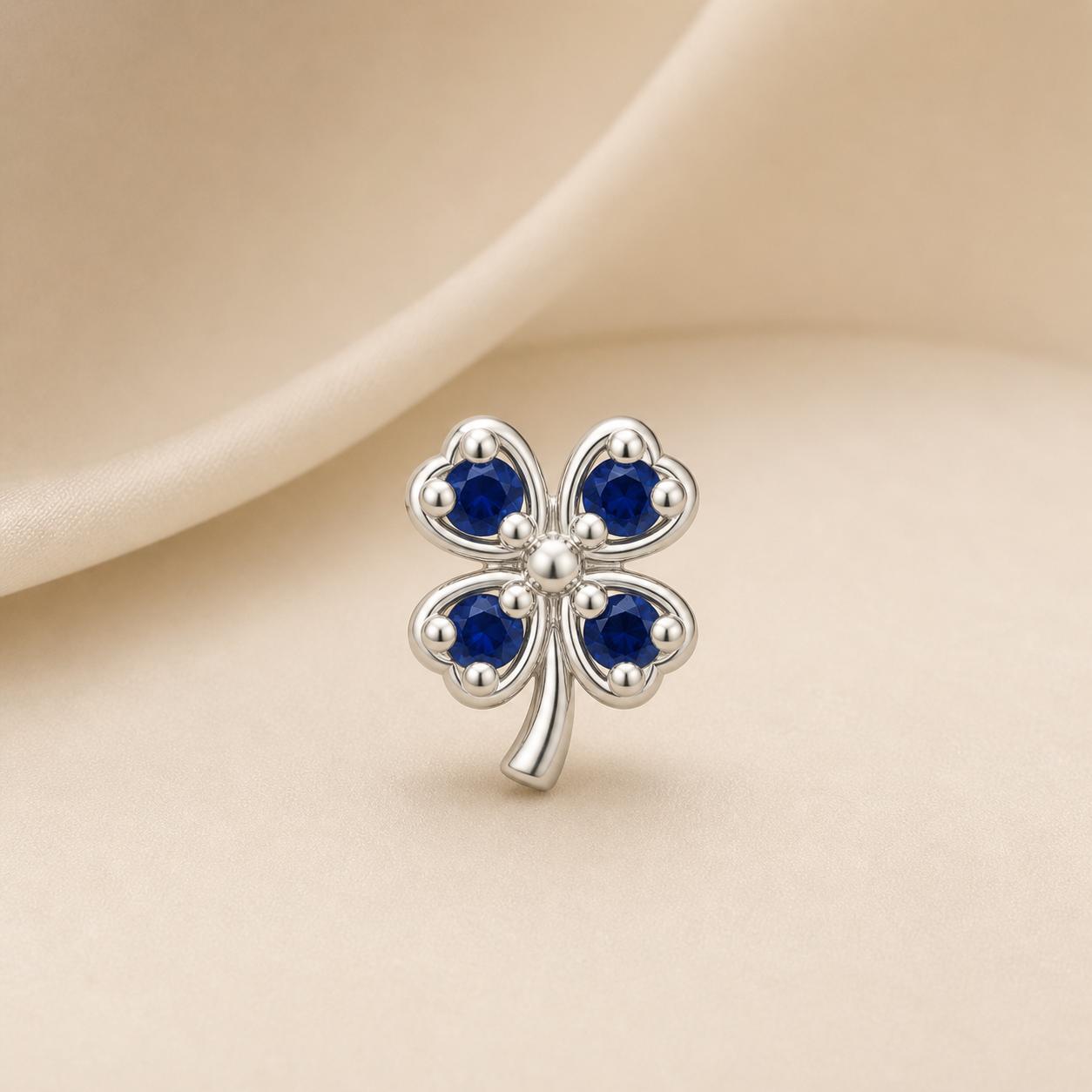 925 Sterling Silver Four Leaf Clover Nose Pin