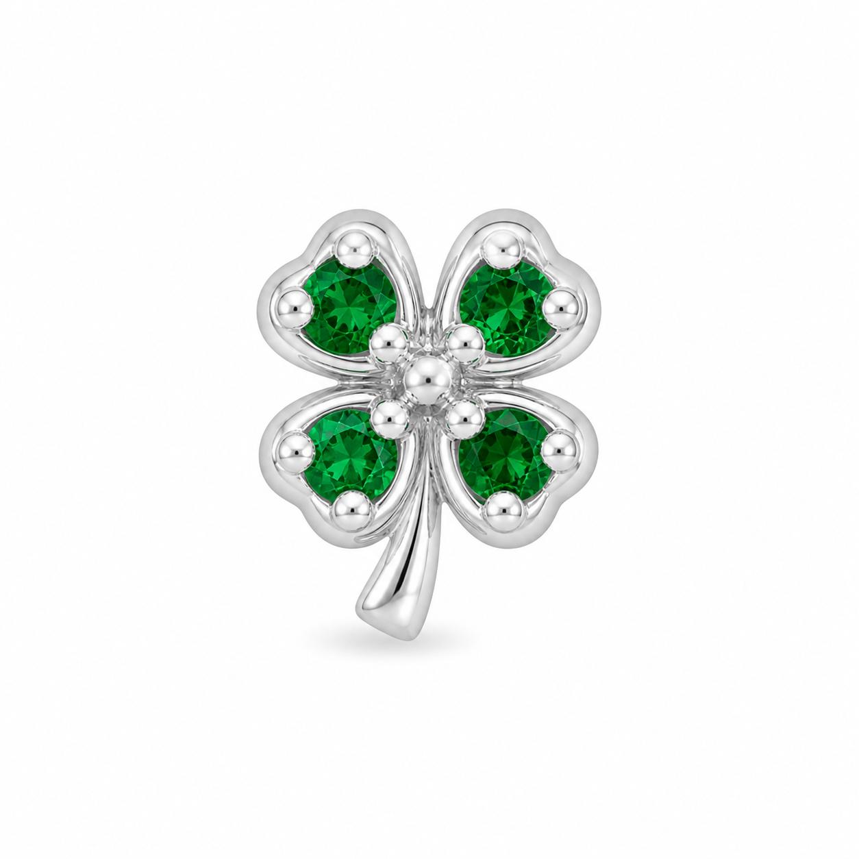925 Sterling Silver Four Leaf Clover Nose Pin - Image 6