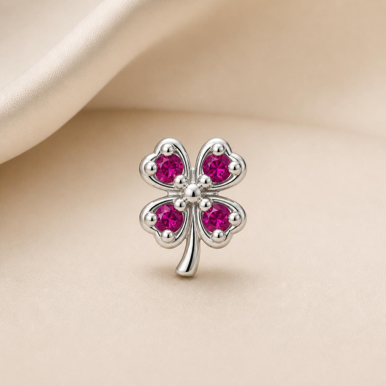 925 Sterling Silver Four Leaf Clover Nose Pin
