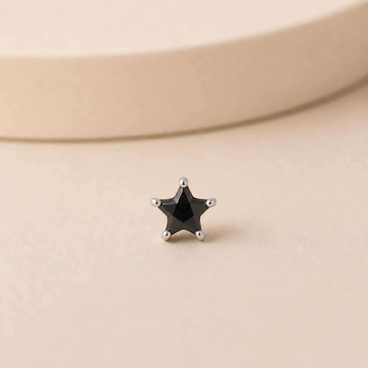 925 Sterling Silver Star Stone Nose Pin
