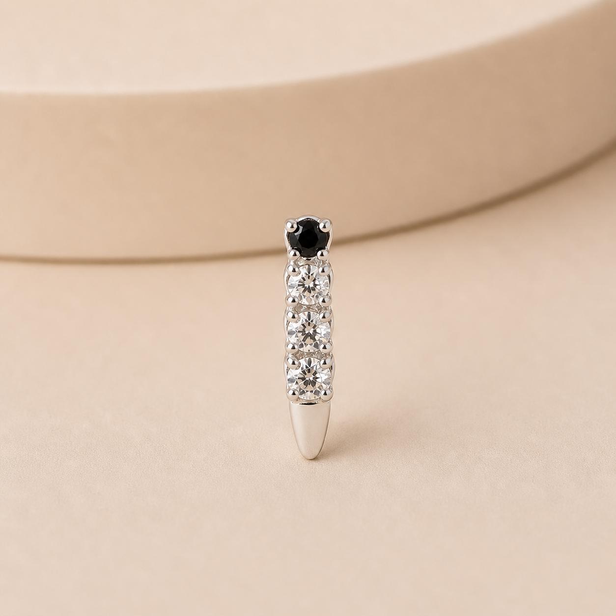925 Sterling Silver Spike Stone Nose Pin - Image 3
