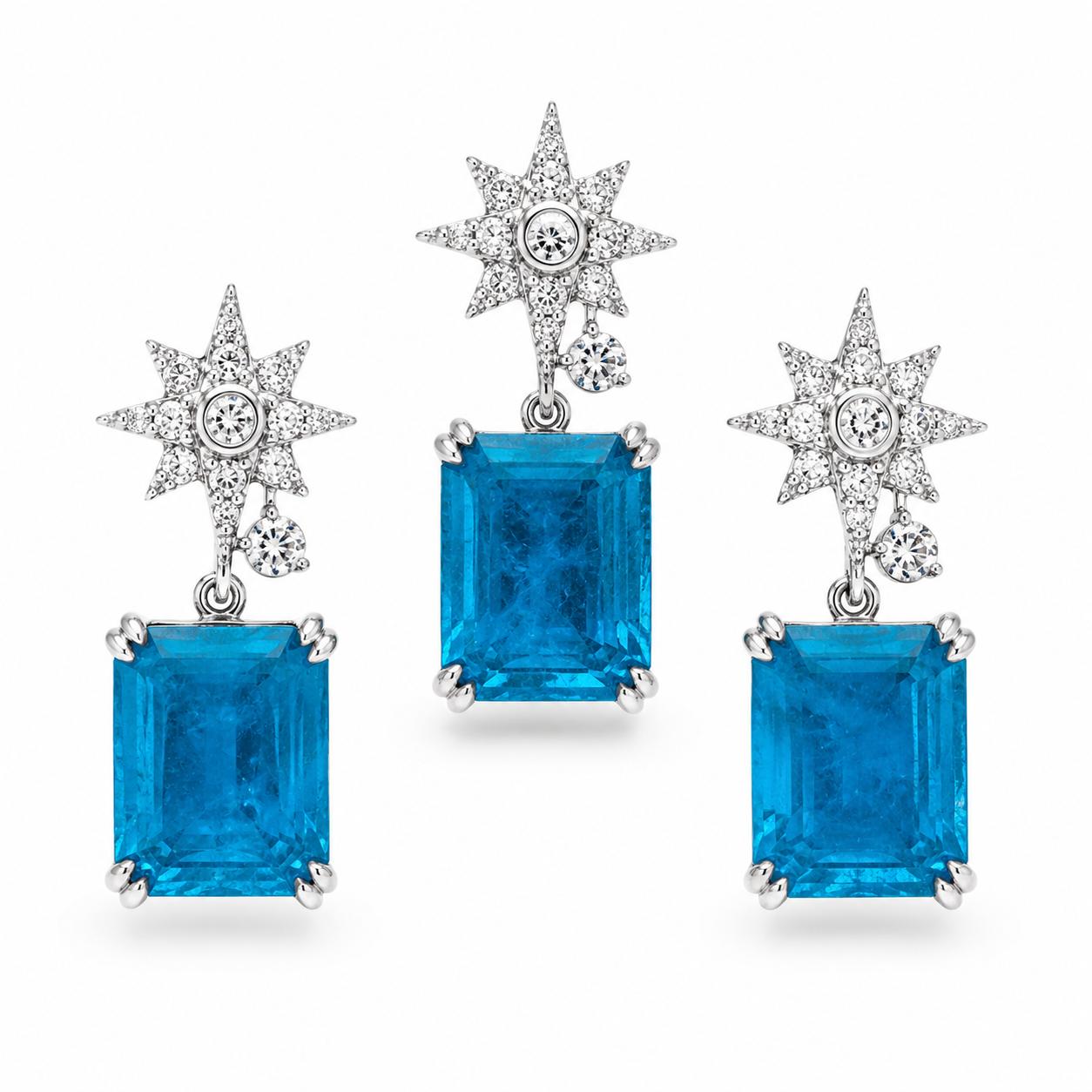925 Sterling Silver Azure Celestia Star Pendant Set - Image 4