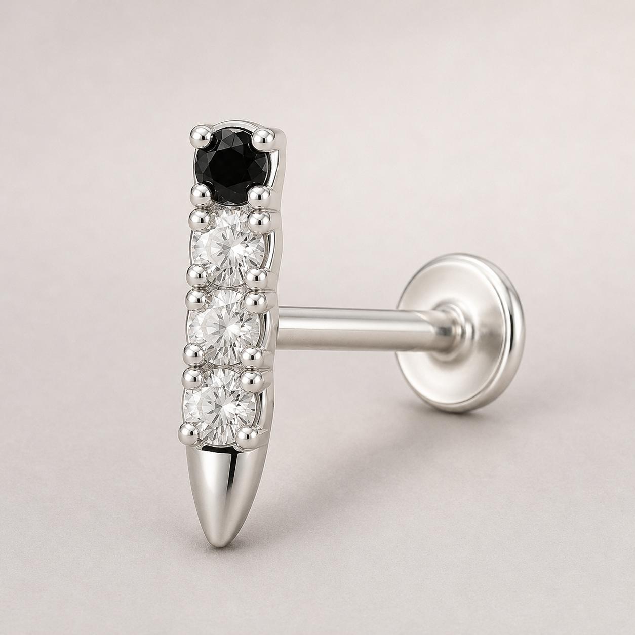 925 Sterling Silver Spike Stone Nose Pin