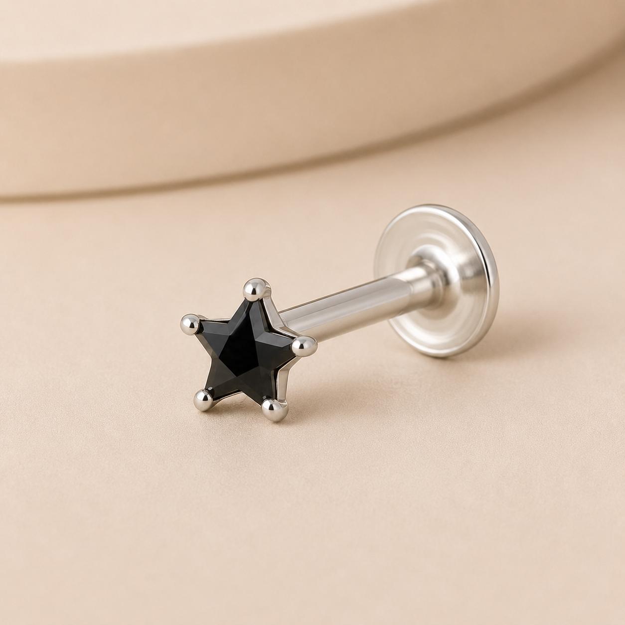 925 Sterling Silver Star Stone Nose Pin - Image 2