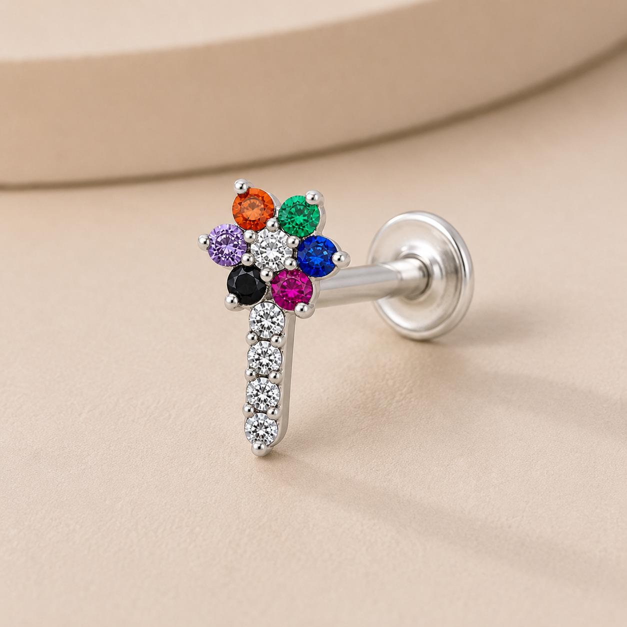 925 Sterling Silver Bloom Drop Nose Pin - Image 5