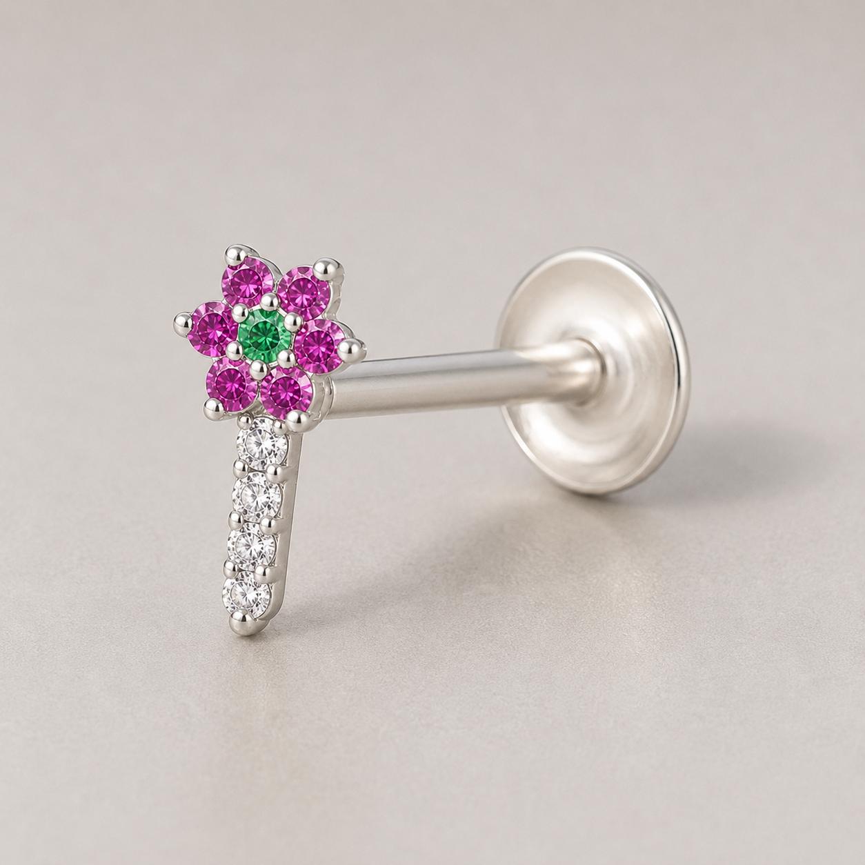 925 Sterling Silver Bloom Drop Nose Pin - Image 3