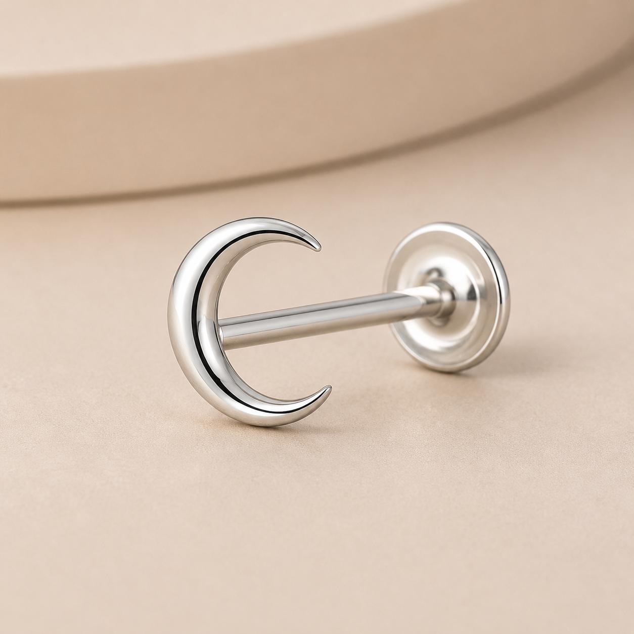 925 Sterling Silver Moon Nose Pin