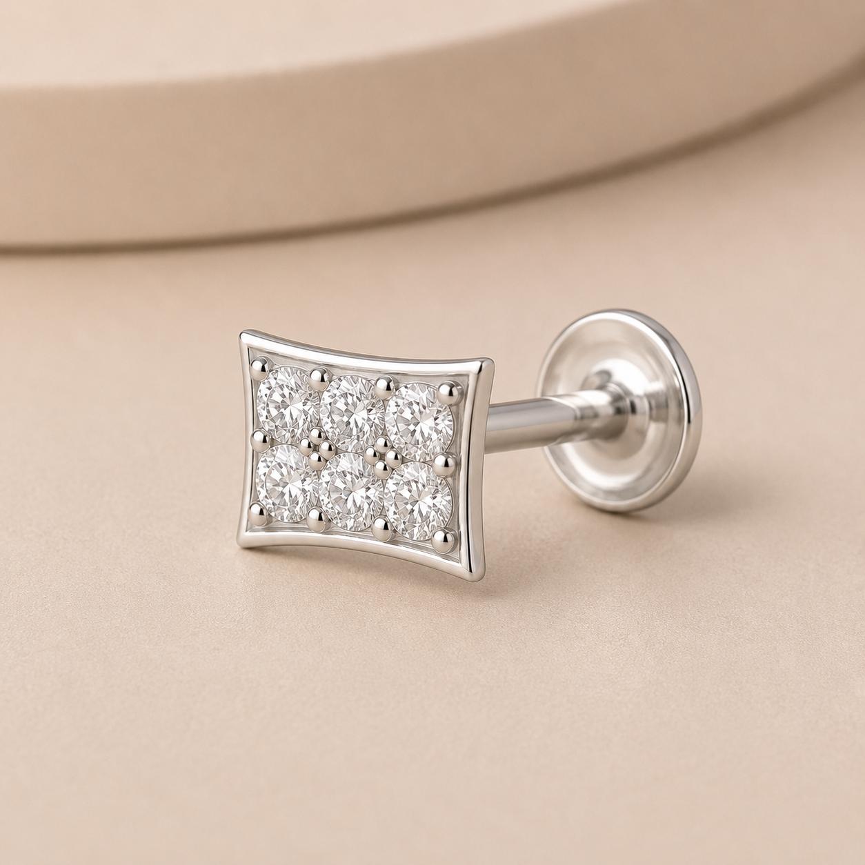 925 Sterling Multi Color Grid Stud Earrings - Image 3
