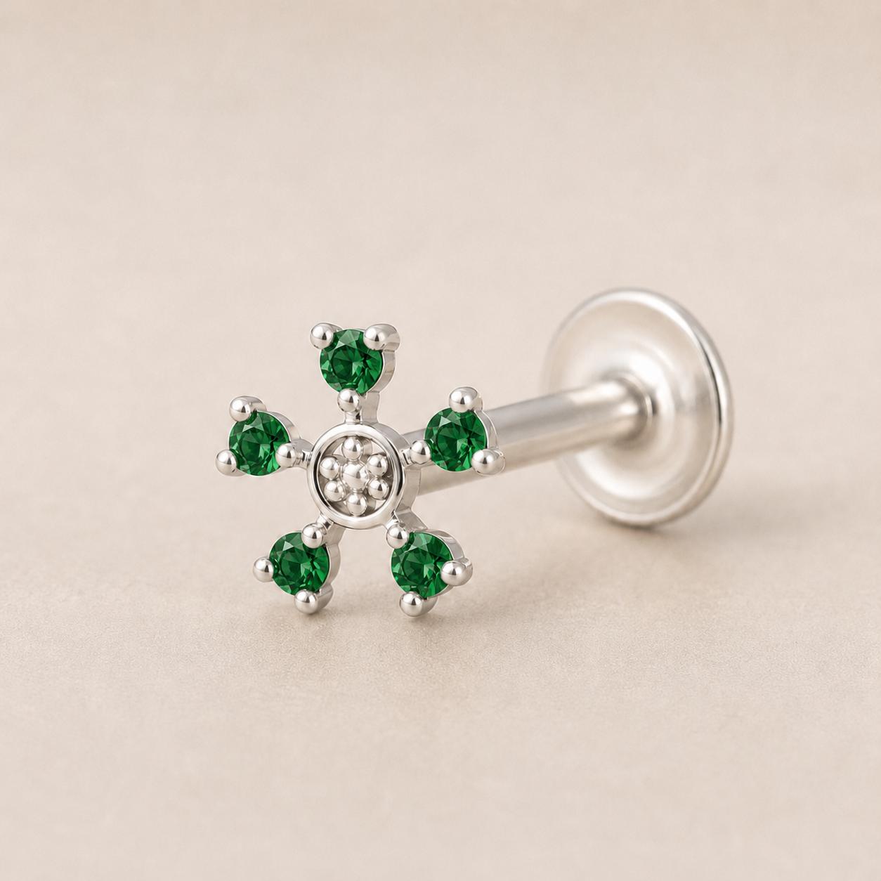 925 Sterling Silver Snowflake Stone Nose Pin - Image 6
