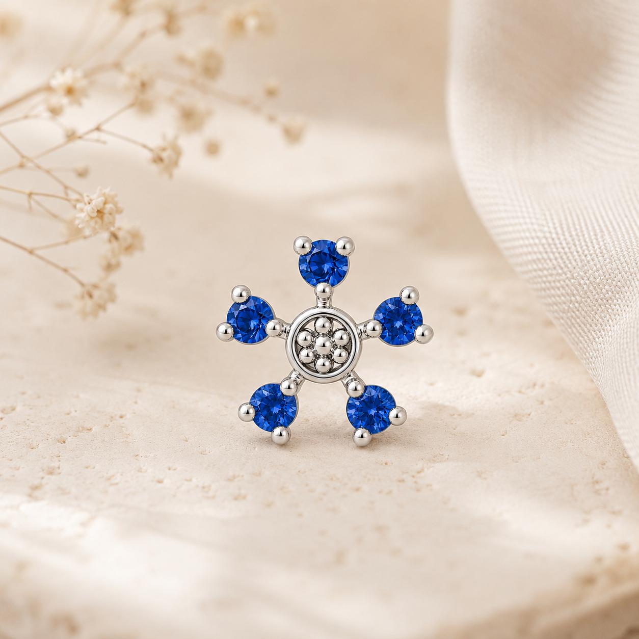 925 Sterling Silver Snowflake Stone Nose Pin - Image 7
