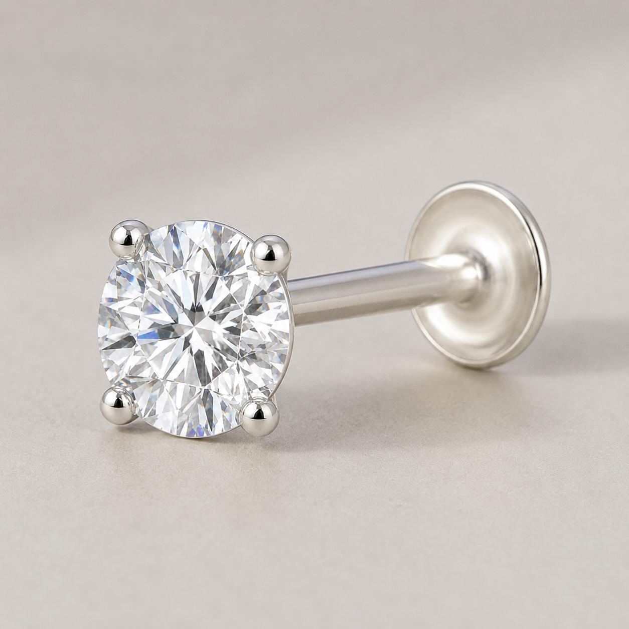 925 Sterling Silver Classic Solitaire Nose Pin
