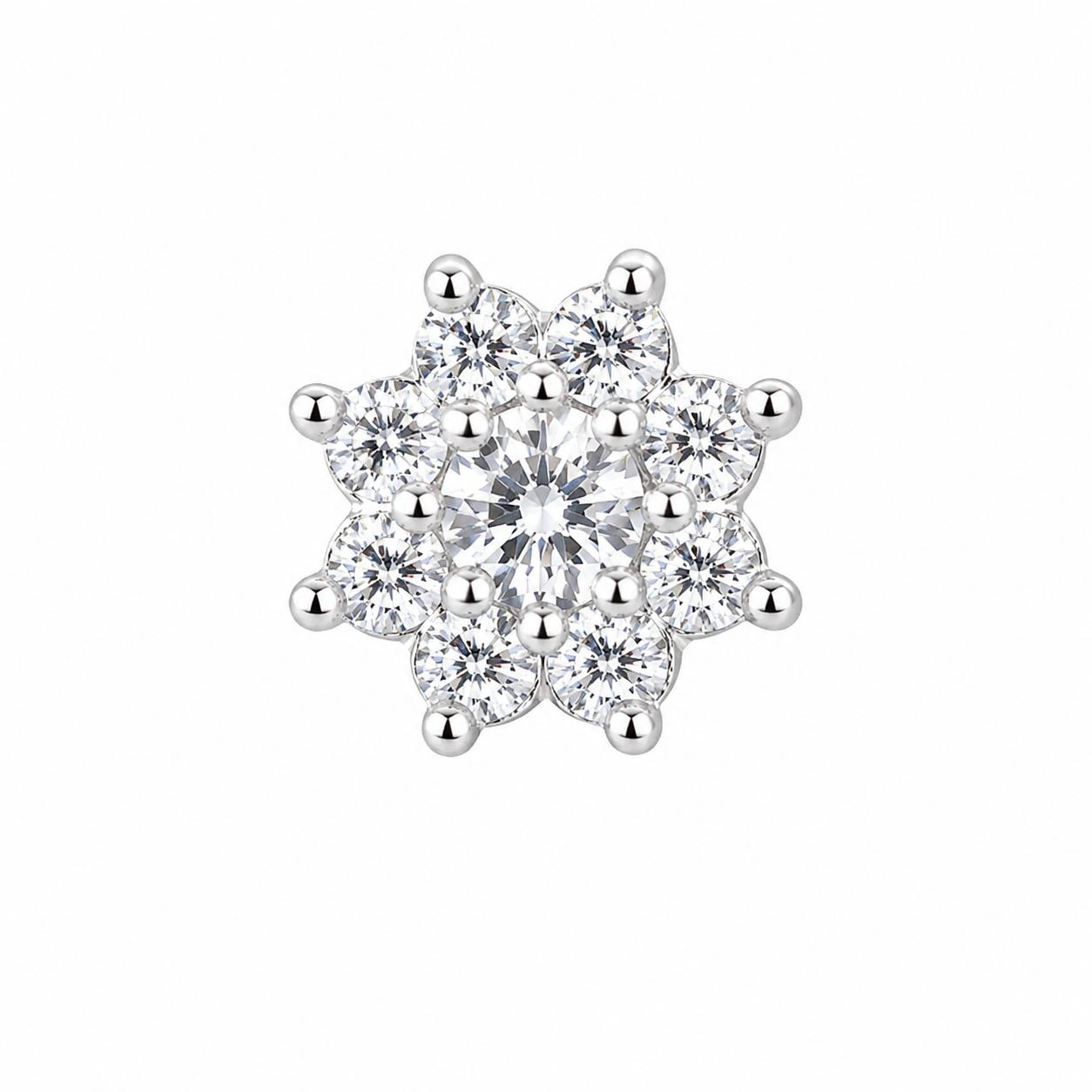 925 Sterling Silver Floral Cluster Nose Pin - Image 2