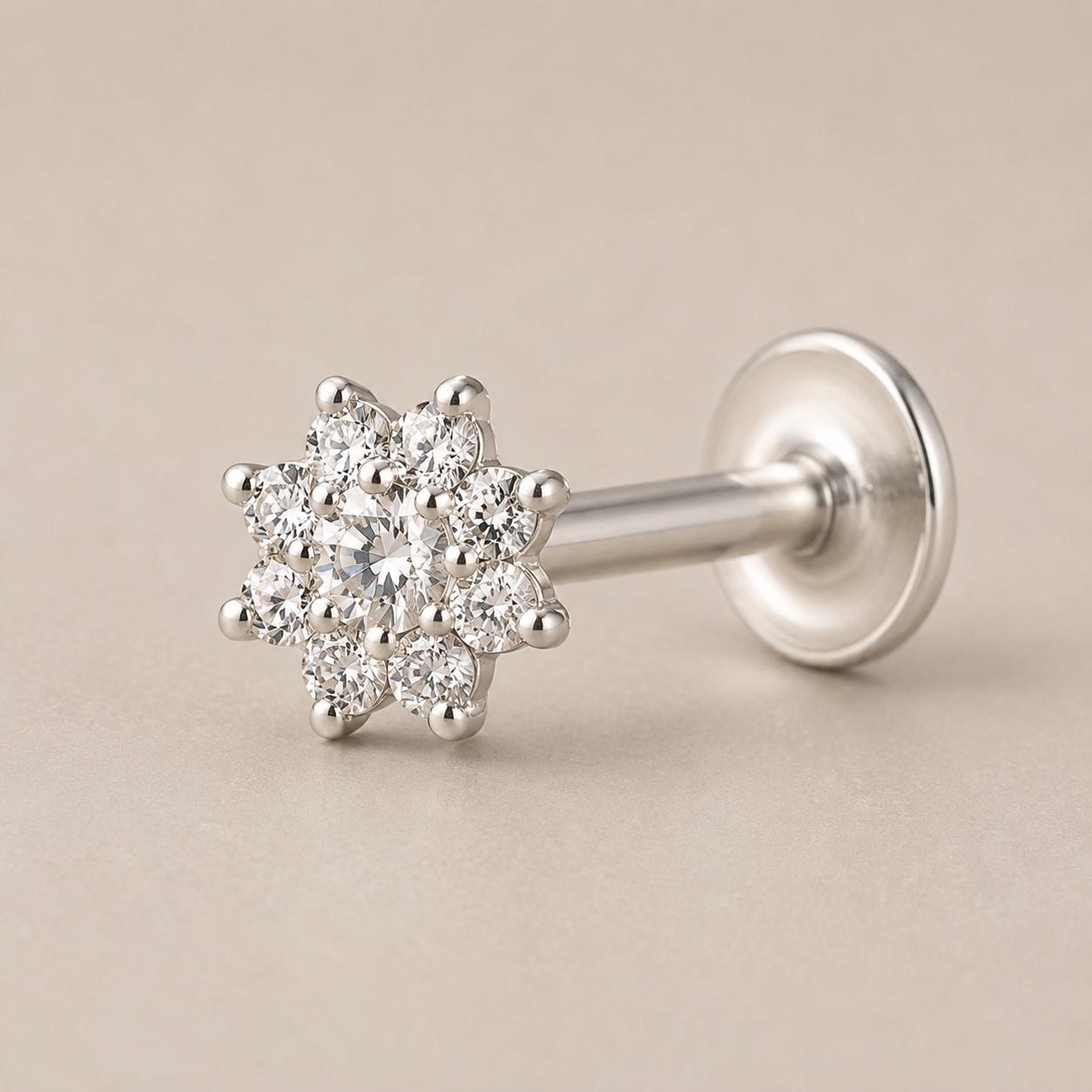 925 Sterling Silver Floral Cluster Nose Pin