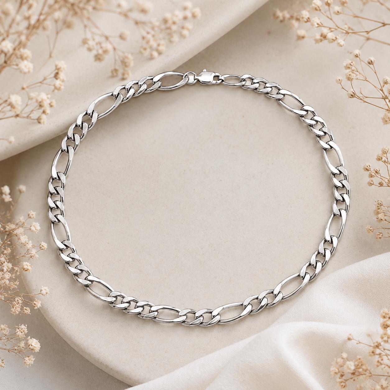 925 Sterling Silver Figaro Men’s Bracelet - Image 2