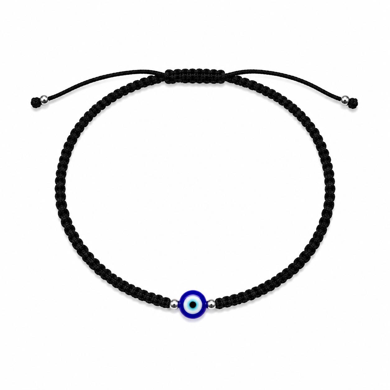 925 Sterling Silver Azure Evil Eye Anklet - Image 4
